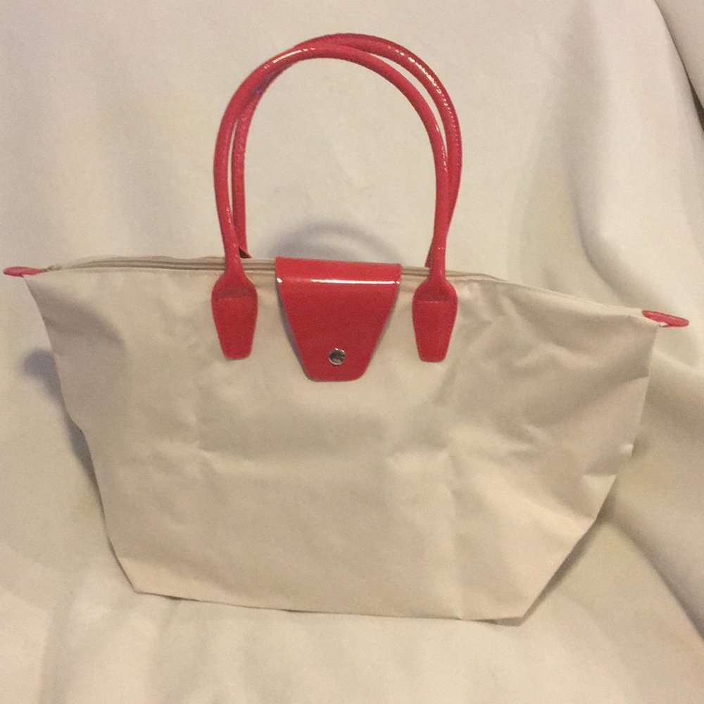 New Red and cream colored fold up tote